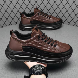 Men's Casual Shoes: Crocodile Pattern & Air Cushion Rubber Sneakers