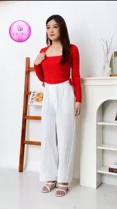 PROMO 5.5 Crop Top Serut Samping Atasan Wanita - Kaos Wanita Lengan Panjang Fashion Street Style New 6042