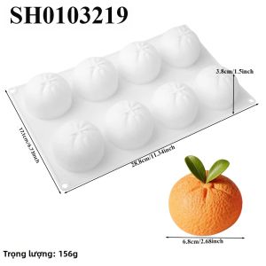 Khuôn Làm Bánh Silicon Cấp Thực Phẩm Orange Design 8 Hoặc 12 Ô Khuôn Làm Mousse Sô Cô La Dụng Cụ Làm Bánh Tráng Miệng Thân Thiện Với Môi Trường