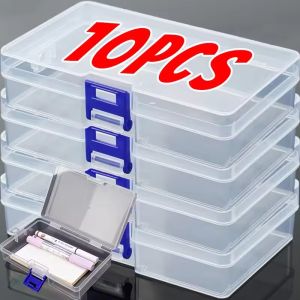 10PCS Rectangle Lockable Box with Cover Storable Jewelry Hardware Small Items Beads Earring Box Multifunctional Plastic Case