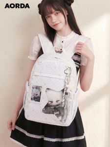 AORDA | Large Capacity Pain Bag Backpack White Dot for Junior High School Students