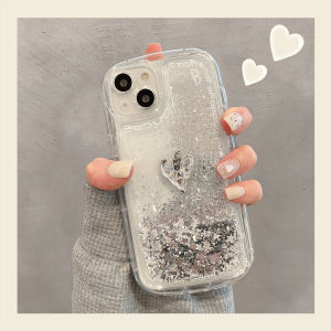 iPhone 14 pro Max Transparent Anti-Fall Womens Version Mobile Phone Case Apple 13 Glitter Sandflow Heart 11 Korean Style 12 Luxury Feel 14 pro Case