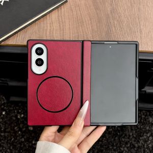 For Samsung Galaxy Z Fold 8 7 5 4 Case Leather Pattern for Magsafe Magnetic Case for Galaxy Z Fold8 Ultra Wireless Charge Cover