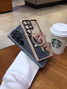 เคสอะคริลิคเคสชาร์จได้ กันเลนส์กล้อง ขอบสี กล้องเงา เคส case samsung s25 s24 s23 s22 s21ultra fe plus p + #12