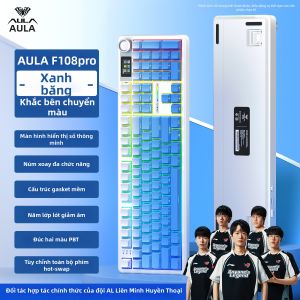 AULA | Bàn phím cơ Gaming AULA F108 Pro kết nối 3 chế độ (Tri-mode) LED RGB chuyên dụng cho Gaming và Văn phòng