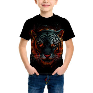 Boys Fashion 3D Printed T-Shirt - Short Sleeve Crew Neck Casual Streetwear Bike Design for Young People