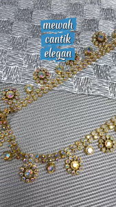 cangkang premium aplikasi permata payet renteng diamond bentuk bunga per 50 cm