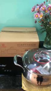 Nồi Inox 18/10 Đúc Liền Khối 3 Lớp Lunkai Size 24cm Dùng Được Trên Mọi Loại Bếp