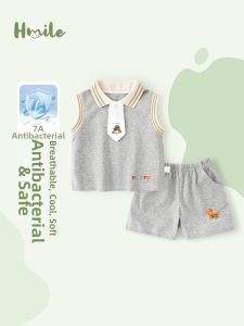 HUANMILE | Antibacterial Lightweight Summer Cartoon Childrens Clothing Set