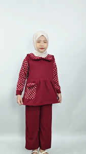 CF Kids Setelan Anak Perempuan Muslimah Hana Daily Wear Polkadot Shaliha