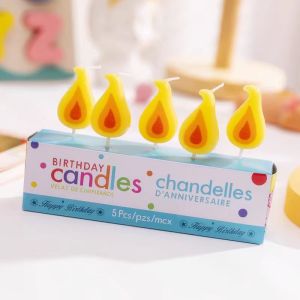 Colorful Flame Candles Birthday Cake Decoration Baking Dessert Bear Yellow Firework Trendy Cartoon No Smoke Ordinary Candle