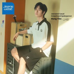 Jeanswest × Wang Yibo กางเกงขาสั้น 2025 ทรงหลวม ระบายอากาศดี ขาตรง แบบลิมิเต็ด