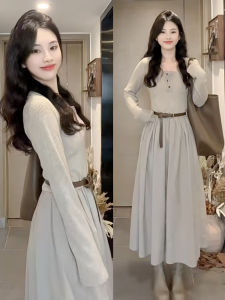 ZHENMANZI | Đầm Knit Tay Dài Elegance Cho Mùa Xuân Sớm