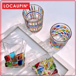 Locaupin Glass Drinkware Heat Resistant Healthy Glass Wine Cups Water Glass Coffee Cups Flower Tea Glass Microwave Safe Glass Tea Cups