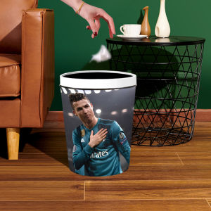 World Cup Football Star Trash Can Home Use Messi CR No Lid Storage Bucket Waterproof Bathroom Paper Basket Family Household