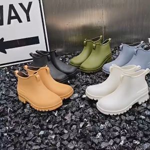 Women Men Fashion Rain Boots Waterproof Non-Slip Outdoor Short Tube Aqua Shoes Bota For Daily Use Waterproof Footwear