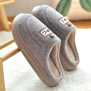 Warmth And Style Mens Indoor Cotton Slippers Thick Sole Fleece Lined Non-Slip Home Slippers Cozy Autumn Winter Footwear