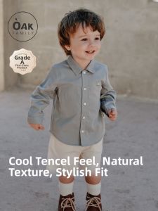 OAK FAMILY | New Childrens Tencel Linen Dress Shirt Long Sleeve