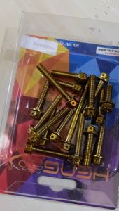 BAUT PROBOLT BLOK MESIN RX KING STAINLESS FULL CNC FLOWER BAUT BAK MESIN KIRI KANAN SET 17PCS REM MOTOR