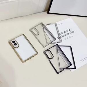 szhaiyu | Fold8 Transparent Electroplated Hinge Protective Phone Case for Samsung Galaxy Z Fold 8 Ultra 7 6 5 4 Hard Shell Cover Slim
