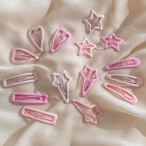 Pink Series Hair Accessories Small Size Star Shaped BB Clip No Damage Hair Grips for Little Girls Side Hair Decorations