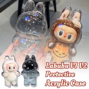 Labubu V1 V2 Protective Acrylic Case Transparent Portable Cable Organizer Box Thickened Doll Bag