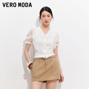 Vero Moda | Retro V-neck Flared-sleeve Waist-accentuating Blouse