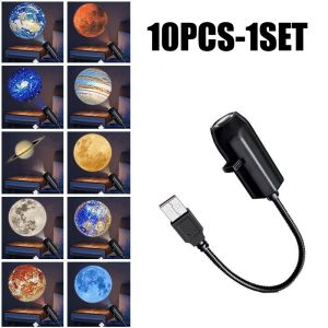 1-4Sets Star Projector USB Galaxy Night Light 3D Starry Sky 360 Degree Adjustable Ambient Lamp for Car Interior Decoration