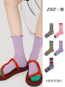 ถุงเท้าผู้หญิง Renaisance Summer Thin Breathable Mesh Socks ถุงเท้าผู้หญิงสไตล์ใหม่ ลายทาง ตาข่ายระบายอากาศได้ดี ถุงเท้าผู้หญิง ถุงเท้าผู้หญิง