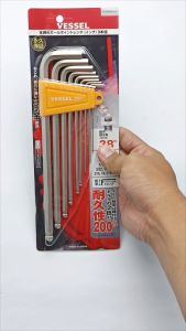 Vessel Set Kunci L Pas Panjang Bola 9 Pcs Long Type Hexagonal Bar Ball Point L Wrench No.8309Bp-Lin