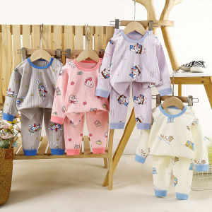Childrens pajamas cotton long-sleeved printed home clothes breathable summer thin air-conditioned clothes 1 to 12 years old