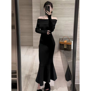 เรียบหรู รัดรูป เดรสรัดรูป Midi เดรส ผู้หญิง สวมใส่ภายในสําหรับ ฤดูใบไม้ร่วง และ ฤดูหนาว ต้องสวมใส่ภายใต้เสื้อโค้ทคุณภาพสูง ทันสมัย