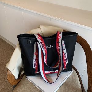 Túi Tote Vải Dung Tích Lớn Cho Nữ Túi Đeo Vai Đơn Túi Mua Sắm Thường Ngày Phong Cách Hàn Quốc Dây Đeo Chéo Đơn Giản Túi Đi Làm Túi Đi Học