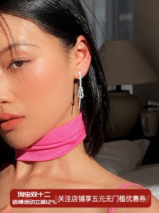 925 Sterling Silver Long Dangle Earrings with Horsebit Clasp Womens Luxury Elegant Diamond Embedded Tassel Ear Jewelry