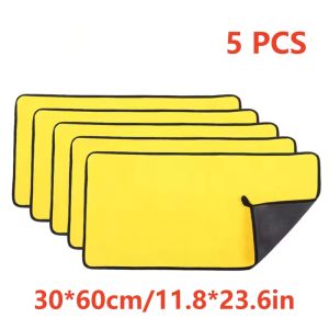 2/5PCS Car Wash Microfiber Towel Water Absorption Car Cleaning Drying Cloth Hemming Car Care Cloth Detailing Double Wash Towel