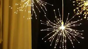 180-450LEDs Solar Star Burst Ball Lights Remote Control 8 Modes Adjustable Hanging Copper Wire Firework Lights for Yard light