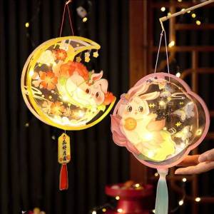 DIY Chinese Lantern Mid Autumn Festival LED Rabbit Lantern Hanging Lamps Party Decor Kids Childrens Gift