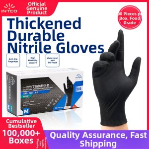 Intco | Kitchen Waterproof and Oil-Resistant Black Nitrile Disposable Gloves