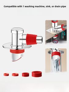 Stainless Steel+ABS Washing Machine Drain Pipe Connector Anti-Odor Overflow Three-Way Distributor for Floor Drain Sewer Pipe