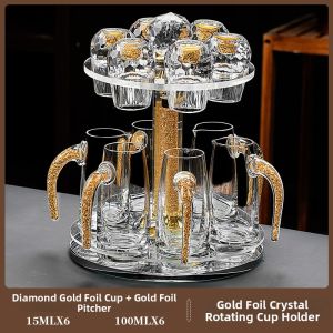Diamond Foil Crystal Glass Baijiu Cup and Decanter Set Small