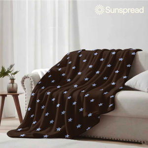 Beast Kingdom | Brown Sky Blue Star Soft Warm Flannel Blanket Lightweight Cozy Christmas Halloween Home Decor Room