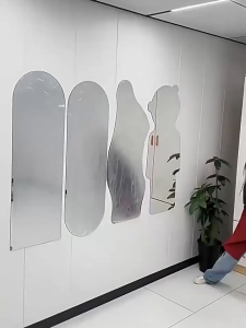 IAKE Acrylic Mirror Full Body Mirror Home High Definition Wall Mirror Without Drilling Unbreakable Self Adhesive Mirror Easy Installation 亚克力全身镜方形