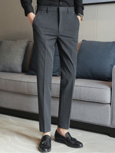 Fancy Suit Pants Mens Formal Wear Spring & Fall New Arrival Handsome Slim-Fitting Elastic Ankle-Length Pants Anti-Wrinkle Skinny Jeans Business Suit Pants