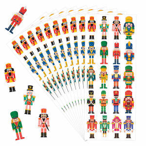 200 Pcs Nutcracker Theme Stickers – Vintage Christmas Soldier Design Self-Adhesive Matte Labels for Scrapbooking Journals Gif