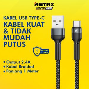 Remax Jany Kabel Data Type C 2.4A Fast Charging Cable RC-124A