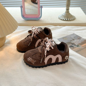 Girls Casual Sport Shoes Lightweight Rubber Outsole Cotton Lined Low Top Anti-Slip Ankle Height Lace up Shoes for Autumn