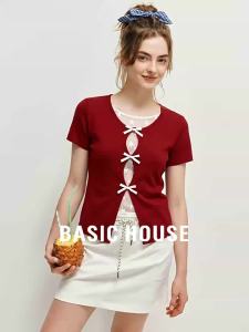 Basic House | Lace Trimmed Two-Tone Appearance T-Shirt