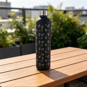 Bình Nước Thể Thao Dung Tích Lớn 1000ml Họa Tiết Hoa Phong Cách Nữ Tính Chống Rò Rỉ Thân Thiện Với Môi Trường Chất Liệu Nhựa Kiểu Dáng Thẳng Dùng Cho Ngoài Trời