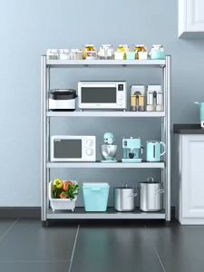 Kitchen Racks Organizer with Wheels Thicken 304 Stainless Steel 3/4/5 Tiers Storage Shelf Kitchen Cabinet Rack Supermarket Shelf Gas Stove Rack