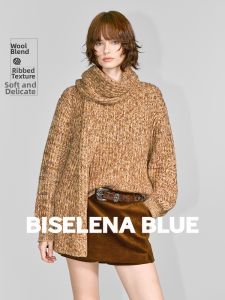 BEIQIANI | Retro Lazy Style Woolen Sweater and Scarf Set